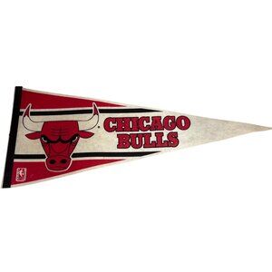 Vintage Chicago Bulls Pennant NBA Licensed Felt Red & White Basketball